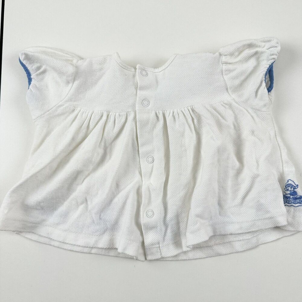 Carters Vintage Baby One Year Snap Shirt White Embroidered Girl Danish Clog Boat - Picture 5 of 7